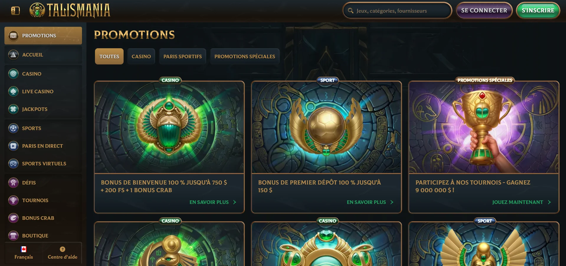 Talismania casino bonus