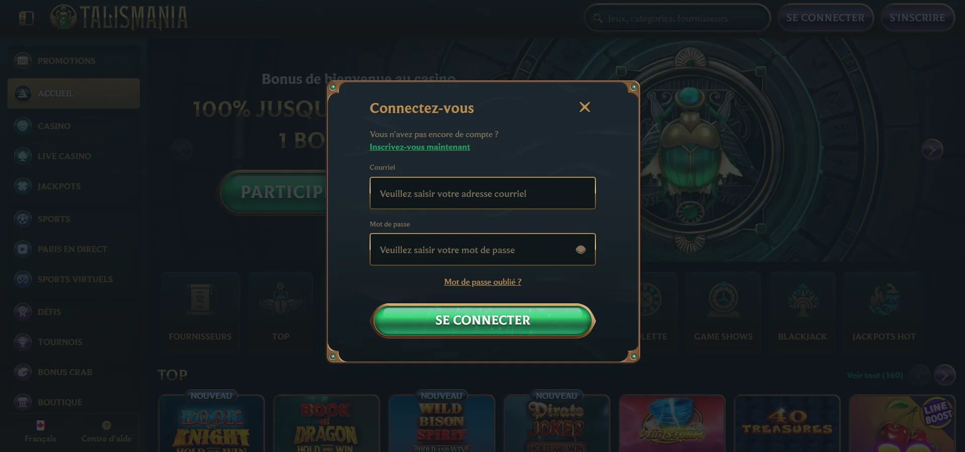 Talismania casino se connecter